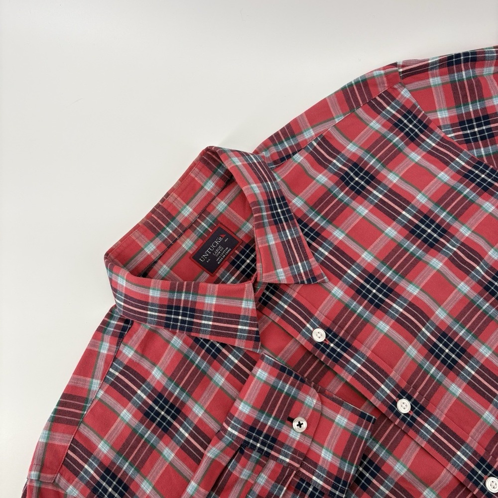 UNTUCKit Shirt Mens Size Large Button Down‎ Plaid Slim Fit Long Sleeve Red
